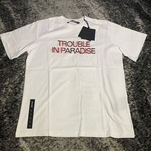 Palm Angels Trouble in Paradise Highlighted White T-Shirt Men’s Size Large